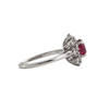 Fine Estate 'Birks' Platinum Burmese Ruby and Diamond Halo Ring + Montreal Estate Jewelers
