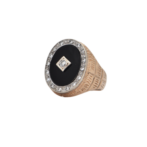 Mid-Century Onyx and Diamond Ring (C.1960) + Montreal Estate Jewelers