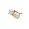 Vintage Double Pearl Bypass Gold Ring + Montreal Estate Jewelers