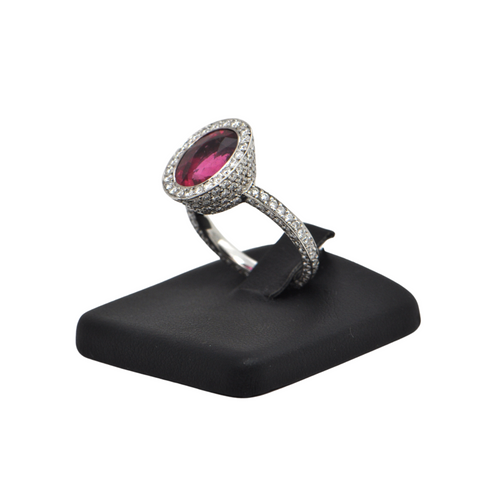 5.01ct Rubellite and Diamond 18k White Gold Ring + Montreal Estate Jewelers