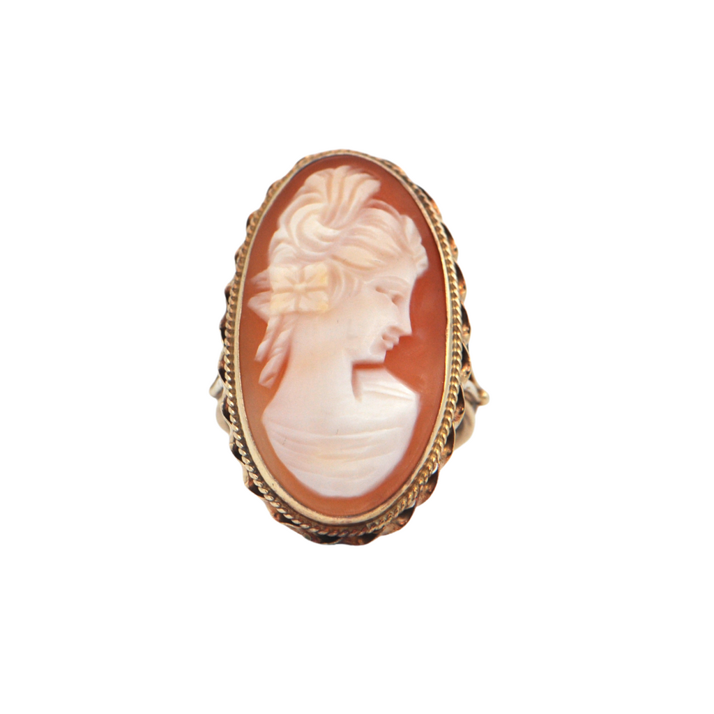 Antique Shell Cameo Elongated 14K Gold Ring – Daisy Exclusive
