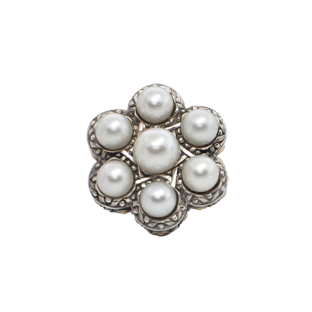 John Hardy Jaisalmer Dot Pearl, Sterling Silver and 18k Gold Ring + Montreal Estate Jewelers