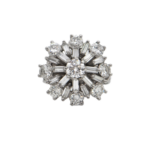 Vintage Diamond and Platinum Snowflake Ring + Montreal Estate Jewelers