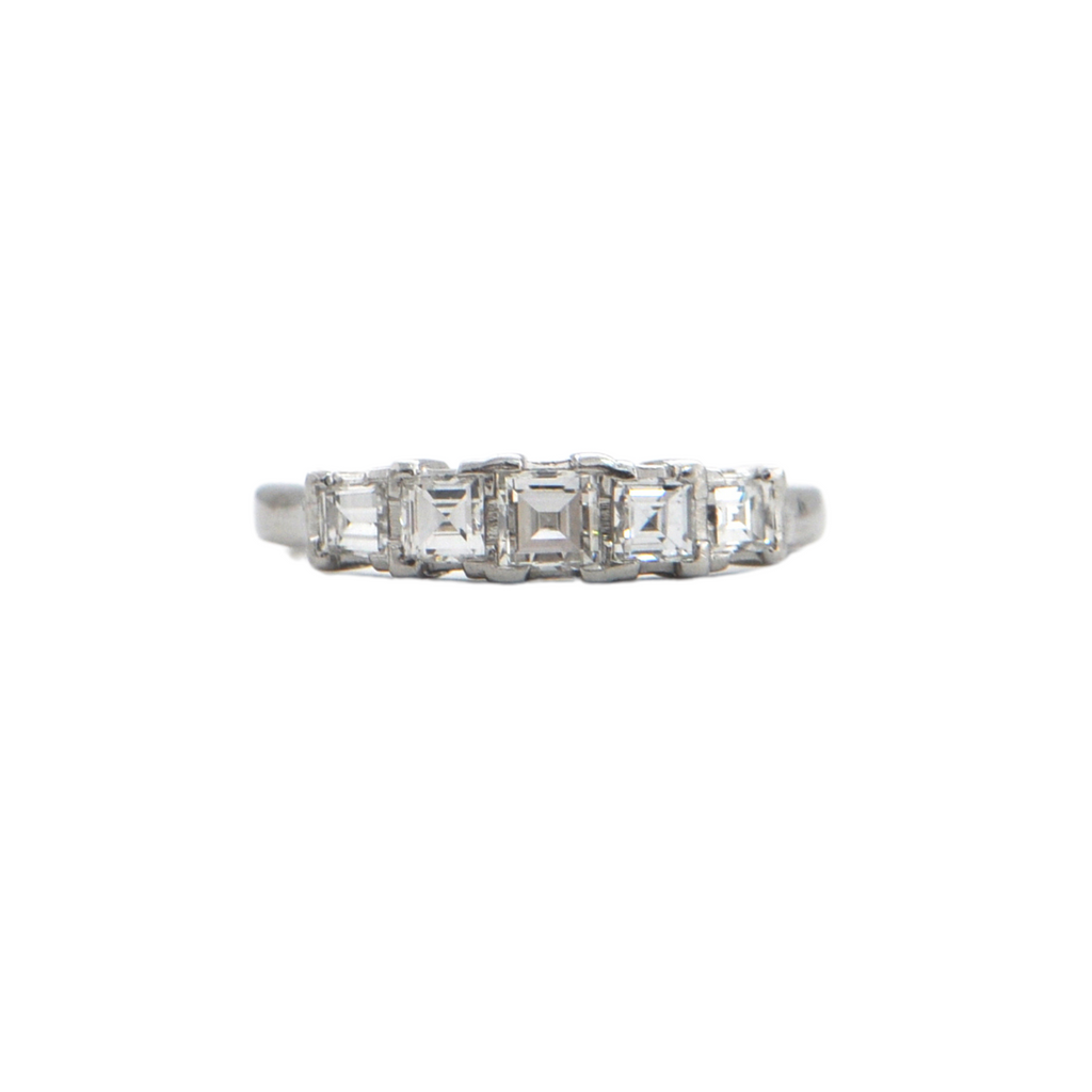 Estate Diamond Platinum Semi-Eternity Band + Montreal Estate Jewelers