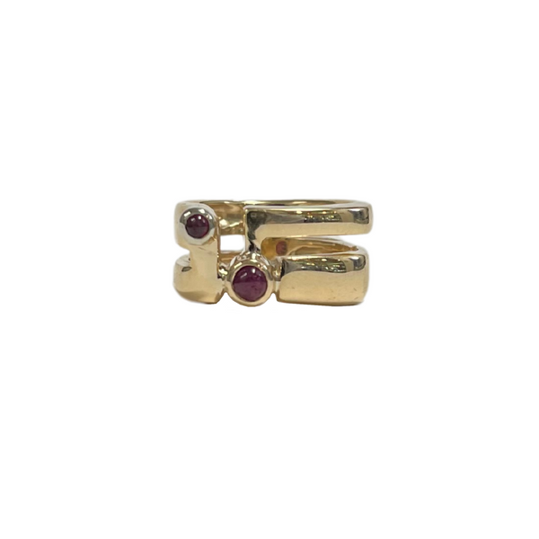 Retro Brutalist Ruby 14K Gold Ring + Montreal Estate Jewelers