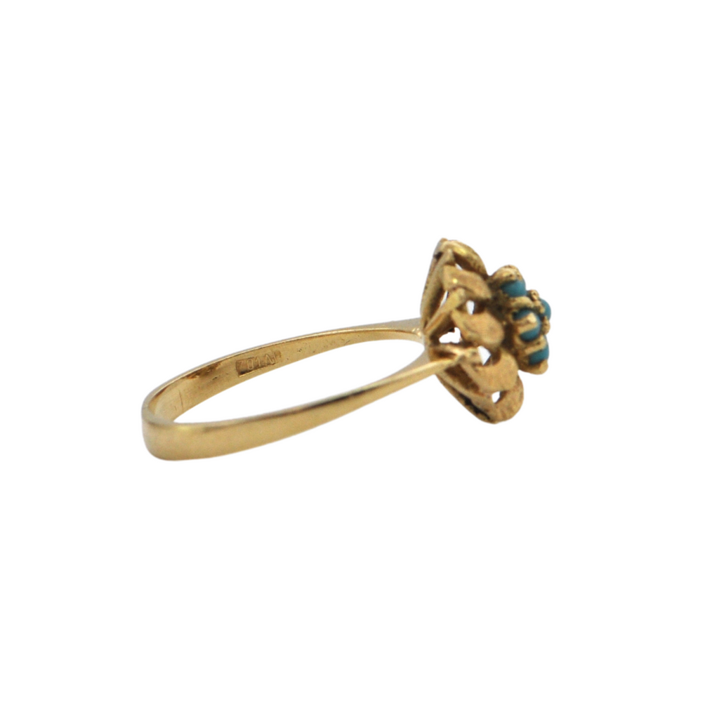 Retro Italian Turquoise 18K Gold Ring + Montreal Estate Jewelers