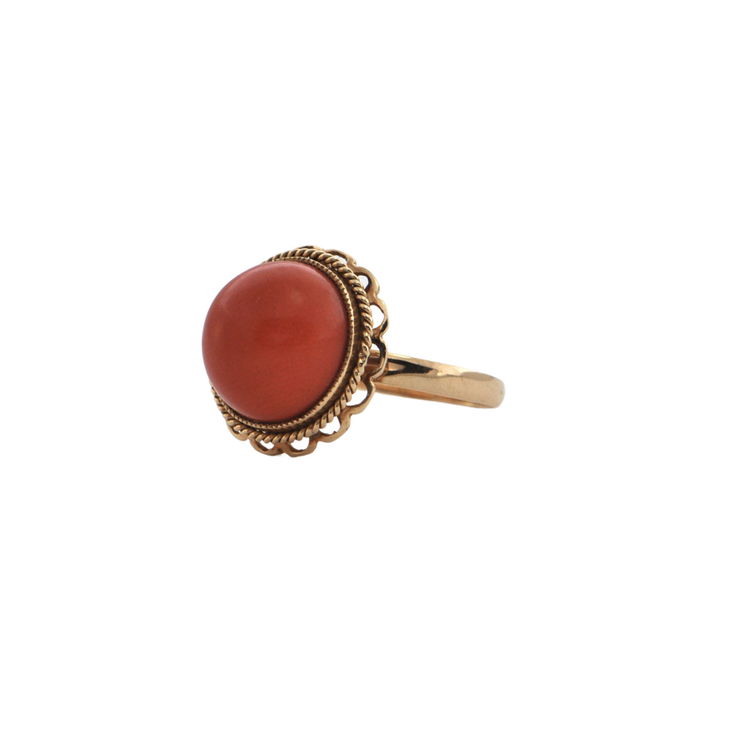 Vintage Coral 14K Gold Ring + Montreal Estate Jewelers