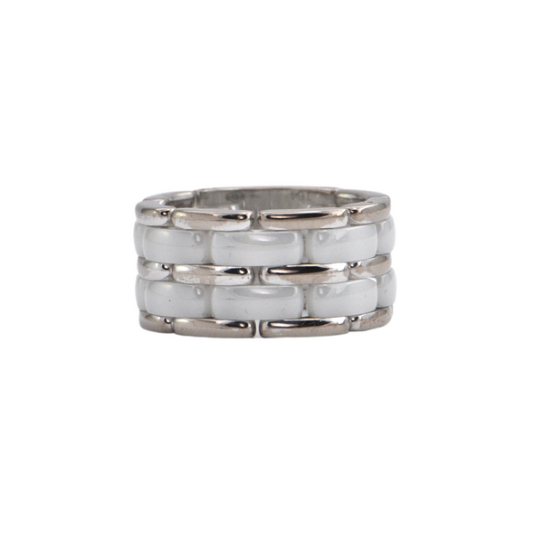 Chanel 18K White Gold Estate Ceramic and Diamond Ultra Ring – Long's  Jewelers