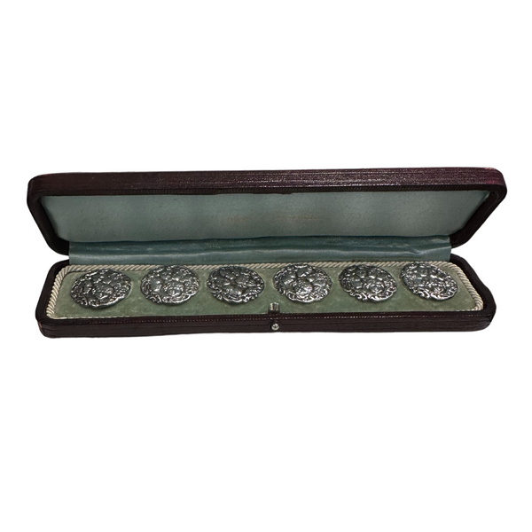 Antique Birks Art Nouveau Sterling Silver Button Set (1900)