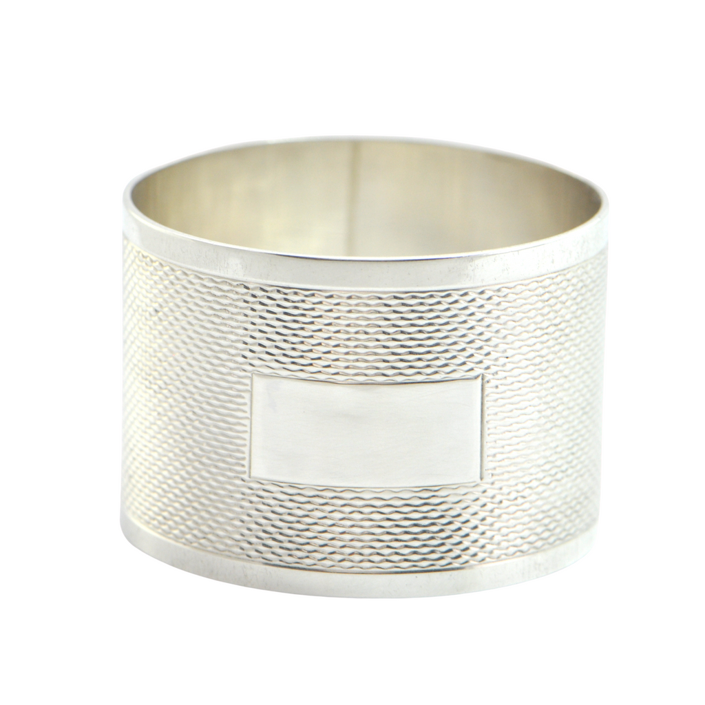 Vintage Guilloché Sterling Napkin Ring C.1946 J.B. Chatterly & Sons LTD + Montreal Estate Jewelers