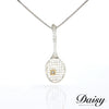 Daisy Exclusive Sterling Silver and Gemstone Tennis Racket Pendant + Montreal Estate Jewelers