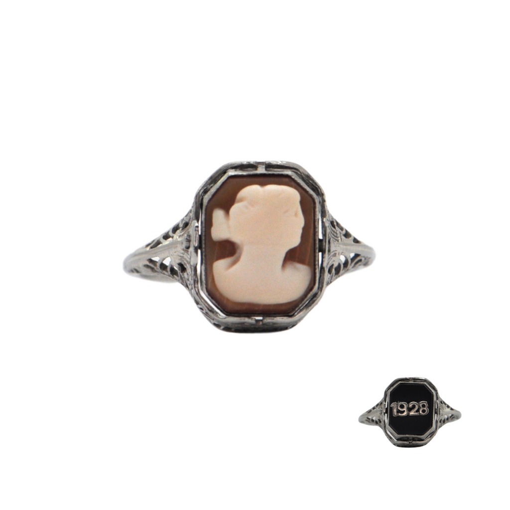 1928 Cameo and Onyx Flip Ring Daisy Exclusive