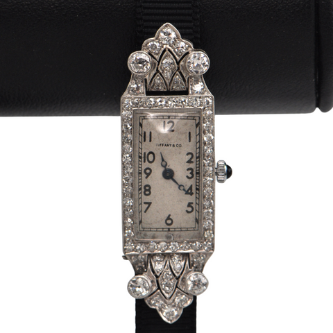 Antique Early Art Deco Tiffany & Co. Diamond Platinum Ribbon Dinner Watch