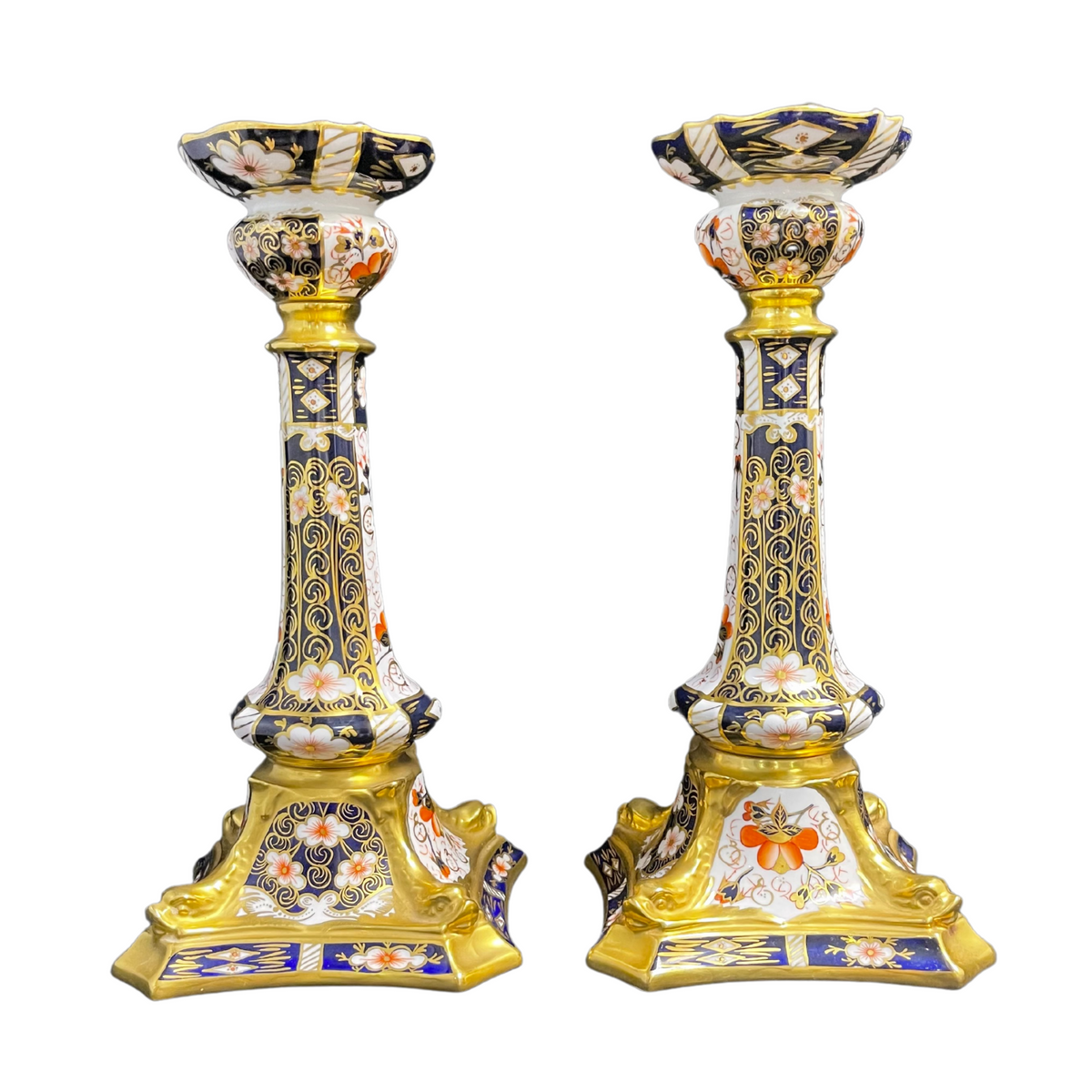 Pair of Royal Crown Derby 'Old Imari' Candlesticks (Set of 2