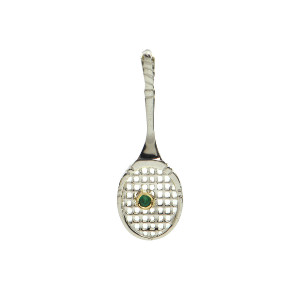 Daisy Exclusive Sterling Silver and Gemstone Tennis Racket Pendant + Montreal Estate Jewelers