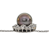 Daisy Exclusive Peacock color Tahitian Pearl and Diamond Platinum Necklace + Montreal Estate Jewelers